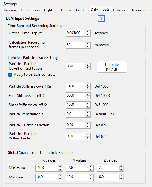 DEM Inputs tabsheet