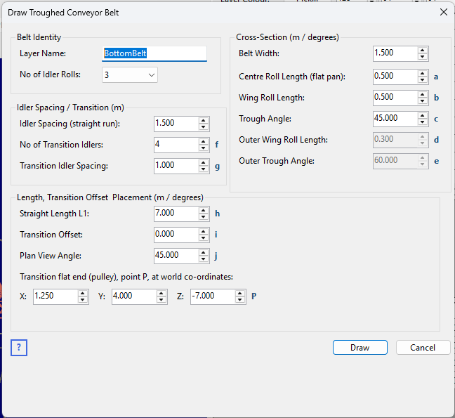 a drawn bottom belt input form