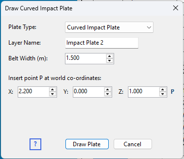 the Draw Curved Impact Plate dialog