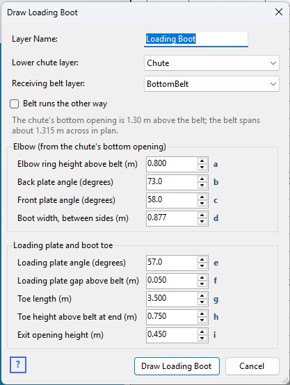 The Draw Loading Boot input form