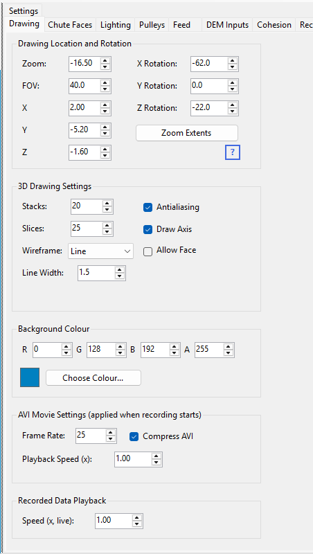 Drawing settings tabsheet