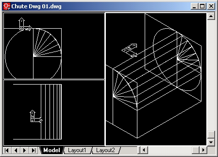 Example CAD drawing with a curved surface built from 3D faces