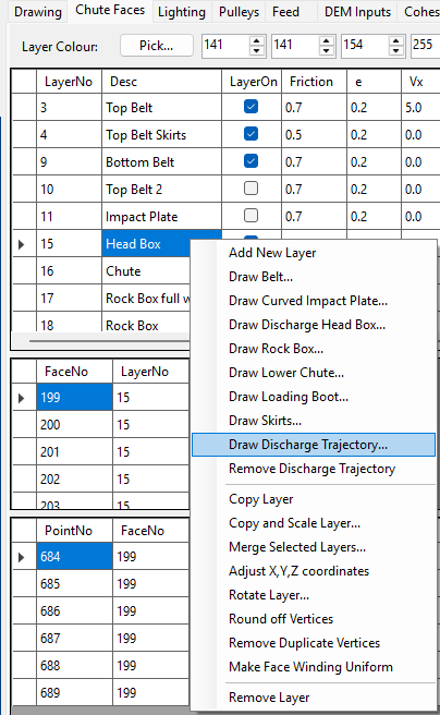 the Layers table's right-click context menu