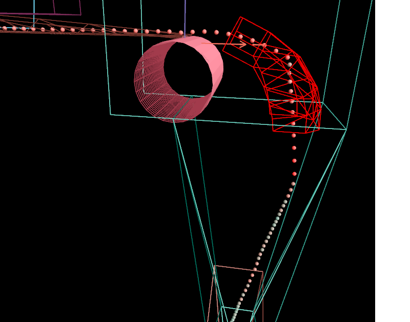 Particle trace showing impact on impact plate